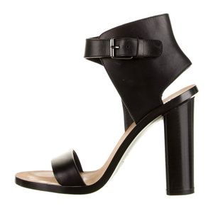 Nicole Leather Ankle-Cuff Sandal, Black